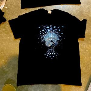 Men’s extra large Graphic Black T-Shirt with Blue Design
